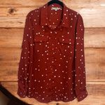 Liverpool NEW  Rust and White Polka Dot Long Sleeve Button Up Blouse Size M Photo 0