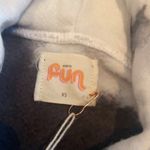 Warm NWT Tie Dye Hoodie Sweatshirt Black & Grey w Rainbow Drawstring Oversized Photo 5