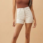 Reformation  Amy Button Fly High Rise Jean Shorts Bone Beige Cotton Size 27 Photo 0