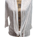 Tie Front Shrug Women's Sheer White Floral Lightweight Cardigan Top Size M Photo 0