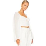 For Love & Lemons  Trisha Crop Top White Sheer Blouson Long Sleeve Blouse - S Photo 3