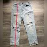 Flying Monkey Blue Light Wash Distressed Ankle Raw Hem Denim Jeans Size 27 Trend Photo 5