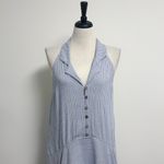 Free People  Blue White Stripe No Rush Halter Sleeveless Midi Dress Large New Photo 1