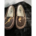 Minnetonka  Brown Suede Moccasins White Fur Lining Womens 9 M Photo 3