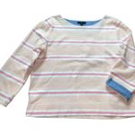 J.Crew Boatneck Track Stripe Pullover 100% Cotton Top Medium Peach/Pink Photo 1