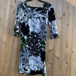 BCBGMAXAZRIA 3/4 sleeve black white & green floral dress by bcbg maxazria‎ size medium Photo 1