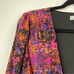 Allison Joy  Evereve Pink Long Sleeve Ruffled Blouse Womens S Abstract Wrap Style Photo 5