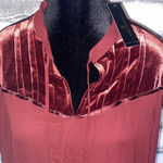 Worthington  Maroon Berry Velvet  long Chiffon sleeve Blouse  size XXLT Photo 2