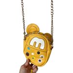 Ear Accent Novelty Shoulder Bag large stud accents bright yellow faux leather pu Yellow Photo 1