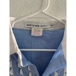 Gretchen Scott Top Womens Medium Blue White Ric Rac Scalloped Preppy Resort Photo 2