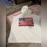 Fantastic Fawn  Gray Hoodie with American Flag Design Photo 3