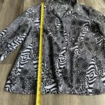 Notations Y2K  Women's L Button Up Blouse Black & White Patchwork Animal‎ Print Photo 3