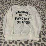 White Sweatshirt with Baseball Print Photo 0