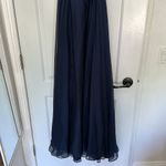 Monique Lhuillier NWT  Bridesmaid Navy Strapless Chiffon Gown Dress Sz 4 Photo 7