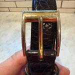 Ralph Lauren Alligator Leather Belt Gold Buckle Designer Womens Size 34 Photo 2