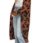 Angashion Leopard black & brown loose fit long outerwear sweater Photo 0