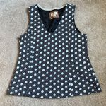 Maeve Anthropologie Black Jacquard Polka Dot V Neck Sophisticated Tank.   Size L Photo 0