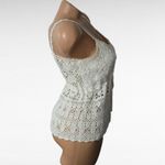 Crochet Tank Top Cream Sleeveless Drawstring Boho Bohemian Festival Small White Photo 3