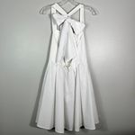 Lauren James White Seersucker Fit & Flare Bow Tie Back Dress Medium M Coquette Photo 6