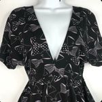 FREDDIE ROJAS Retro 80s Black Purple Bows Inverted Pagoda Mini Dress Size Small Photo 3