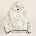 J.Crew Beige University Teddy Hoodie with Striped Cuffs Size Large NWOT Photo 0