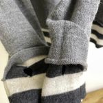 Nice Collective Merino Wool Sweater Womens Medium Gray Zip Stripe Distressed * Photo 11