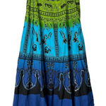 Jasmine  India Cotton Skirt Blue Green Paisley Sequin Hippie‎ Boho Size Small Photo 0