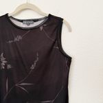 [Vintage] 90s Y2K Brown Black Mesh Crew Neck Floral Print Tank Top Size Small S Photo 4