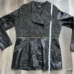 Luii Faux Leather Jacket Zipper Convertible Coat Black and Grey Boucle Size XL Photo 10
