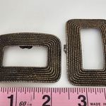 Vintage 80s Maximalist Shoe Clips Brushed Gold textured metal Photo 5
