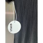 STAUD Lilou Black Ribbed Knit Dress Mock Neck Short Sleeve Womens Size Large NWT Photo 3