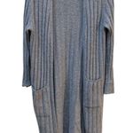 Minnie Rose Long Line Open Ribbed Cashmere Cardigan Size XS Gray Photo 0