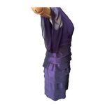 Adrianna Papell  Silk Plum Flutter Sleeve Tired knee length Dress size 2 Photo 15
