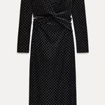 ZARA Black & Silver Glittery Velvet Long Sleeve Dress - Size XS Photo 0