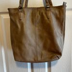 Antik Kraft Tan Faux Leather Tote Bag Whipstitch Detail Zipper Pocket Photo 11