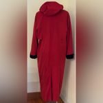 London Fog Red Double Breast Trench Coat. Black Velvet Accents With Tie. Sz 12 Photo 2