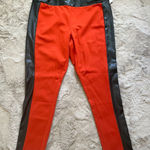 Ashley Stewart NWT Pull On Pant Faux Leather Trim Stretc Orange Size 18/20 Plus Photo 0