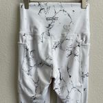 ECHT White Black Marble Print Hight Waisted Athletic Workout Leggings Photo 6