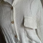 Blu Pepper White Relaxed Beachy Oversized Crinkle Button Down Blouse Women’s S Photo 1