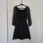 Boston Proper Polk-a-Dot Shoulder Skimming Smocked Waist Dress Black White Polka Dots Size XS Photo 3