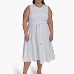 Calvin Klein NWT Tie Scuba Crepe Midi Dress (Plus) 14W, CREAM / WHITE Photo 1