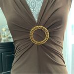 Candie's Candie’s Brown Sleeveless Ring Detail Midi Dress L Glam Mob Wife Cocktail Party Photo 3