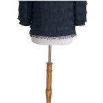 California Spice Eyelash Fringe Blouse Black Size M Vintage 80โs Mob Wife Glam Size M Photo 4