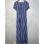 Eloquii Elements Blue Stripe Tie Front Deep V Plunging Neckline Maxi Dress 14/16 Photo 5