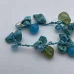 Howlite Pearl Peridot Quartz Beaded Necklace Artisan Made sterling silver blue Green Photo 2