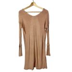 Free People Ventura Blush Tan Waffle Thermal Knit High Low Long Sleeve M Photo 2