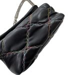 Betsey Johnson  Quilted Bag Rhinestone Lips Rainbow Stitching on Black Photo 5