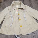 Anthropologie Tulle NWT Jacket Crop M Seersucker Yellow White 3/4 Sleeve Stripes Size M Photo 0