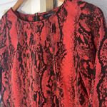 The Limited  Red Black Snakeskin Print Top Fall Halloween Gold Zipper Date Night Goth Photo 1