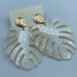 Amrita Singh Palm White Marbleized Leaf Large Statement Earring Photo 0